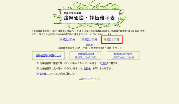 財産評価基準書のトップページ